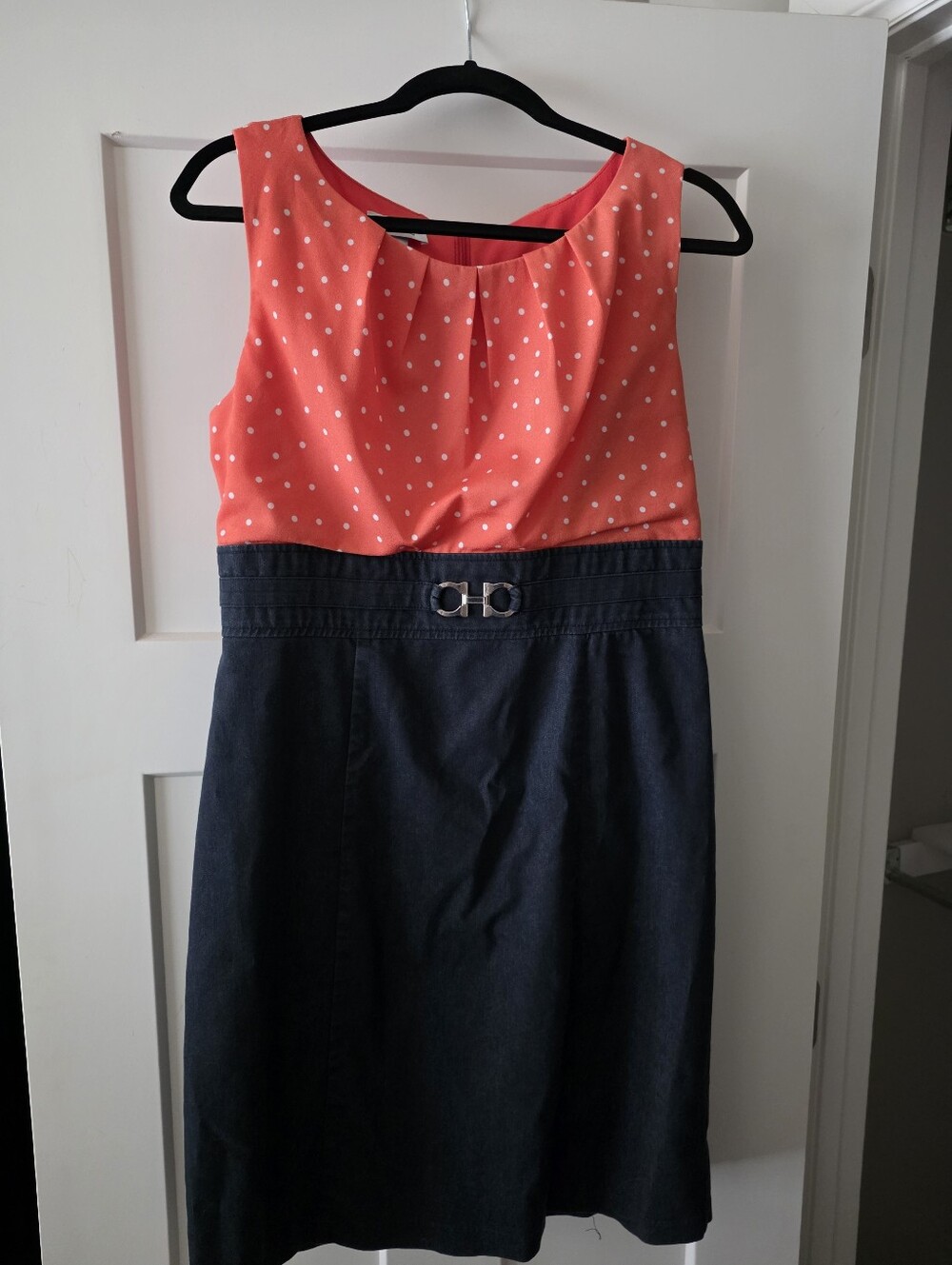 Coral Polka Dot Shell Top Jean Skirt